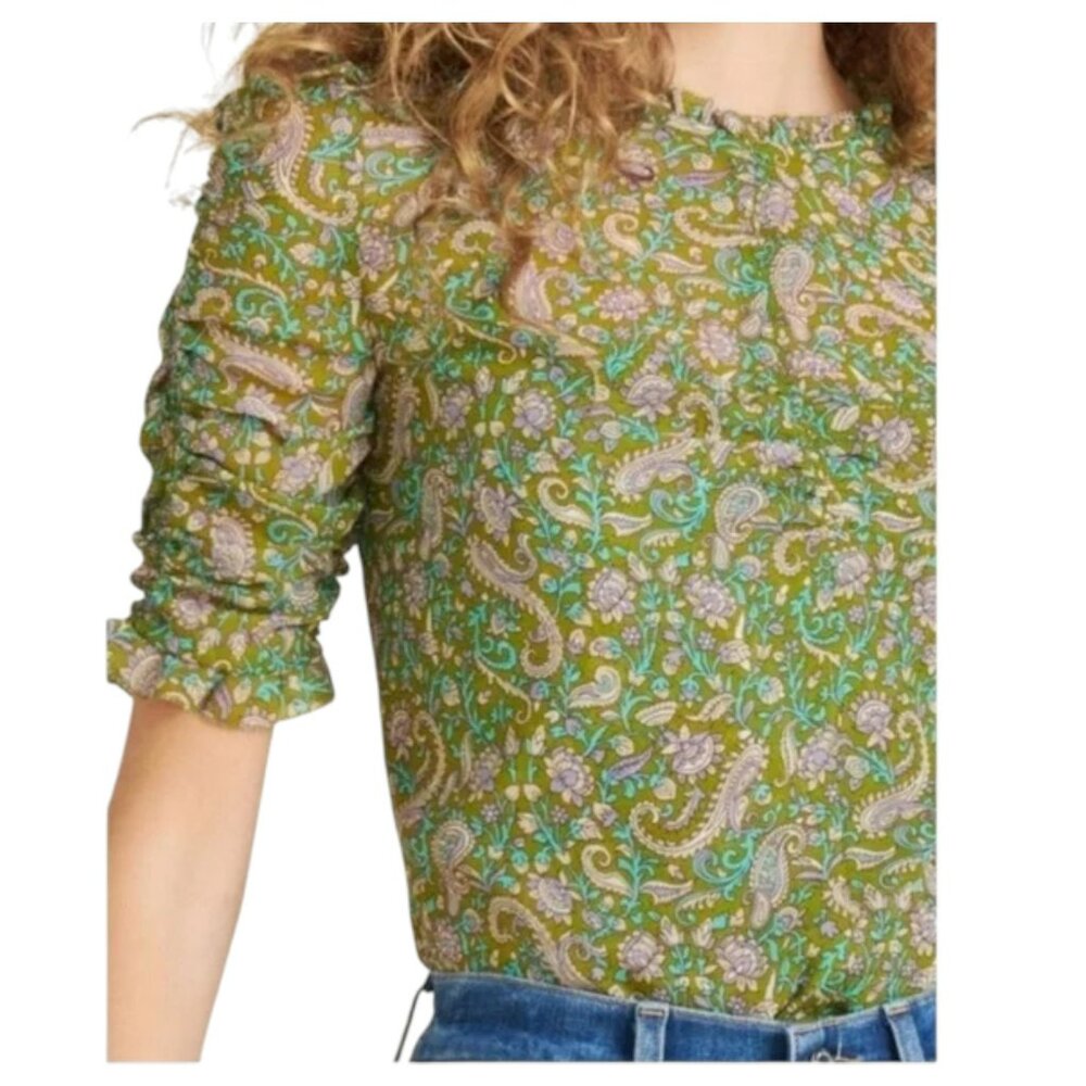 Veronica Beard Paisley Half Sleeve Silk Blouse - Picture 2 of 5